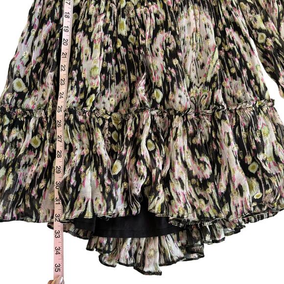 HEMANT & NANDITA Kari Short Black and Metallic Long Sleeve Mini Dress Mediuim - Picture 7 of 12